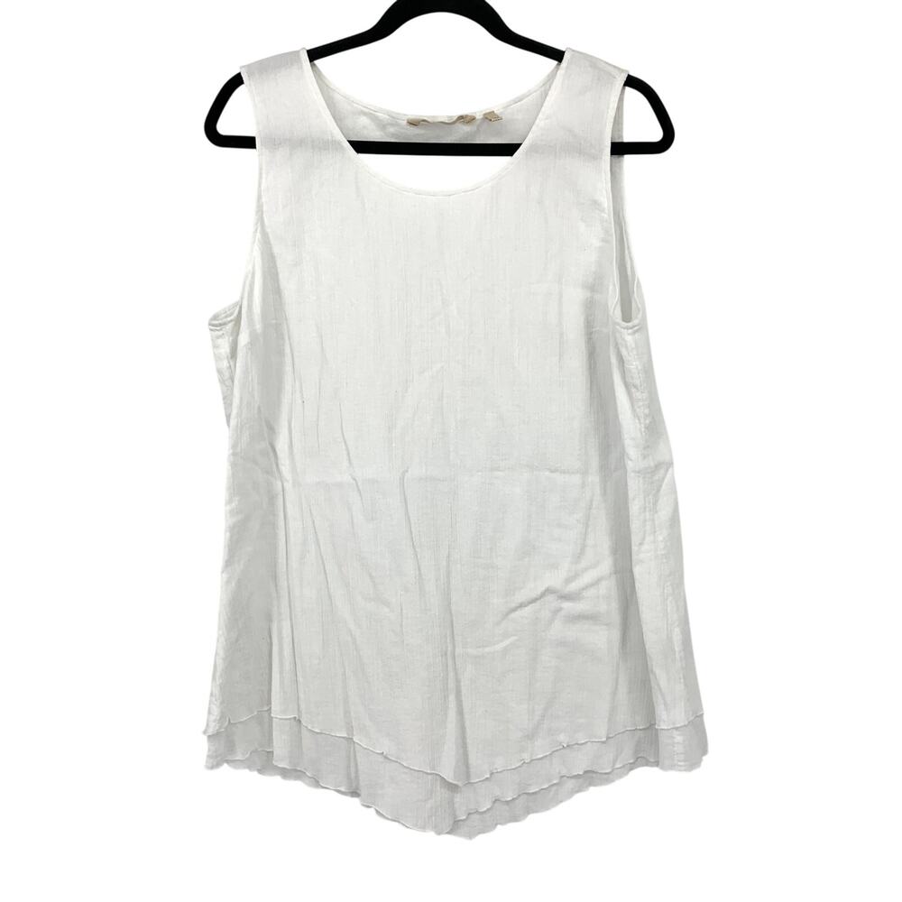 Soft Surroundings Siesta Key Gauze Tank Top Womens Sz L White Scoopneck